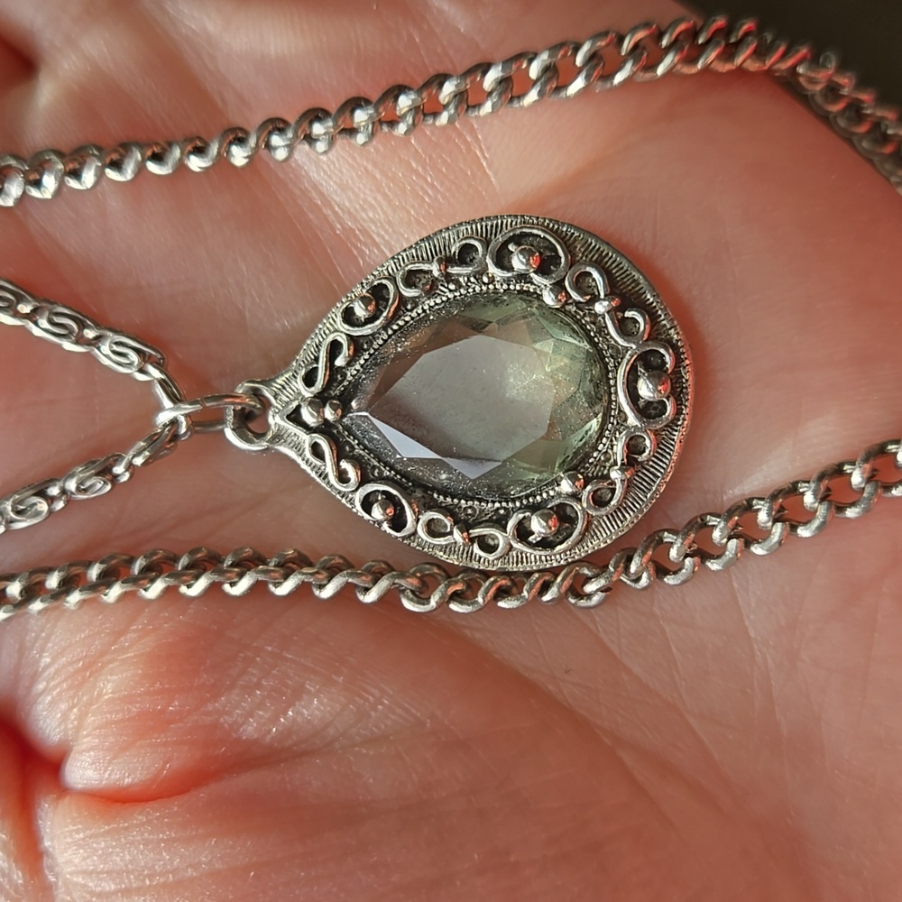 Beautiful Green And Silver Layered Necklace
